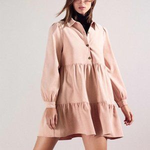Zara Pink Corduroy Babydoll Dress